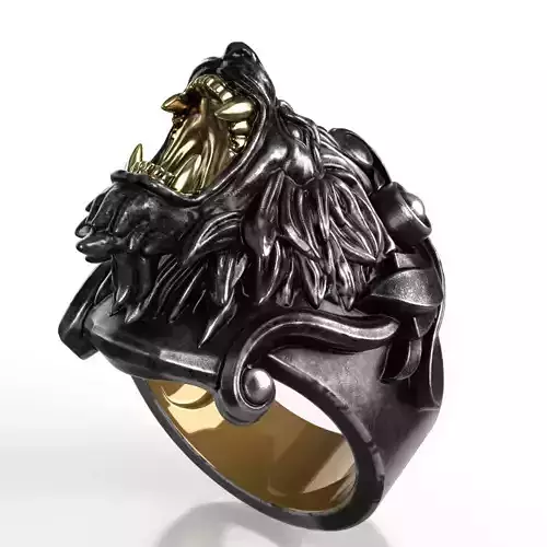 Lion Head Ring 3D print model