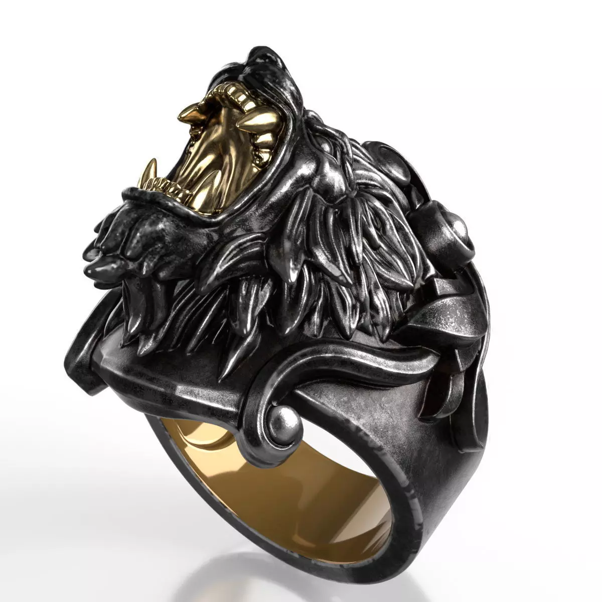 Lion Head Ring 3D print model_0