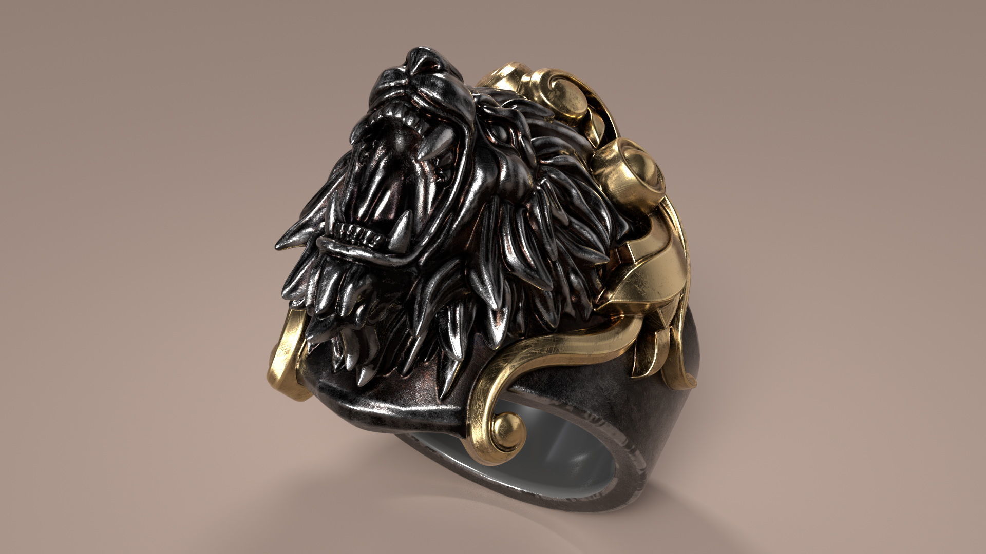 Lion Head Ring 3D print model_16