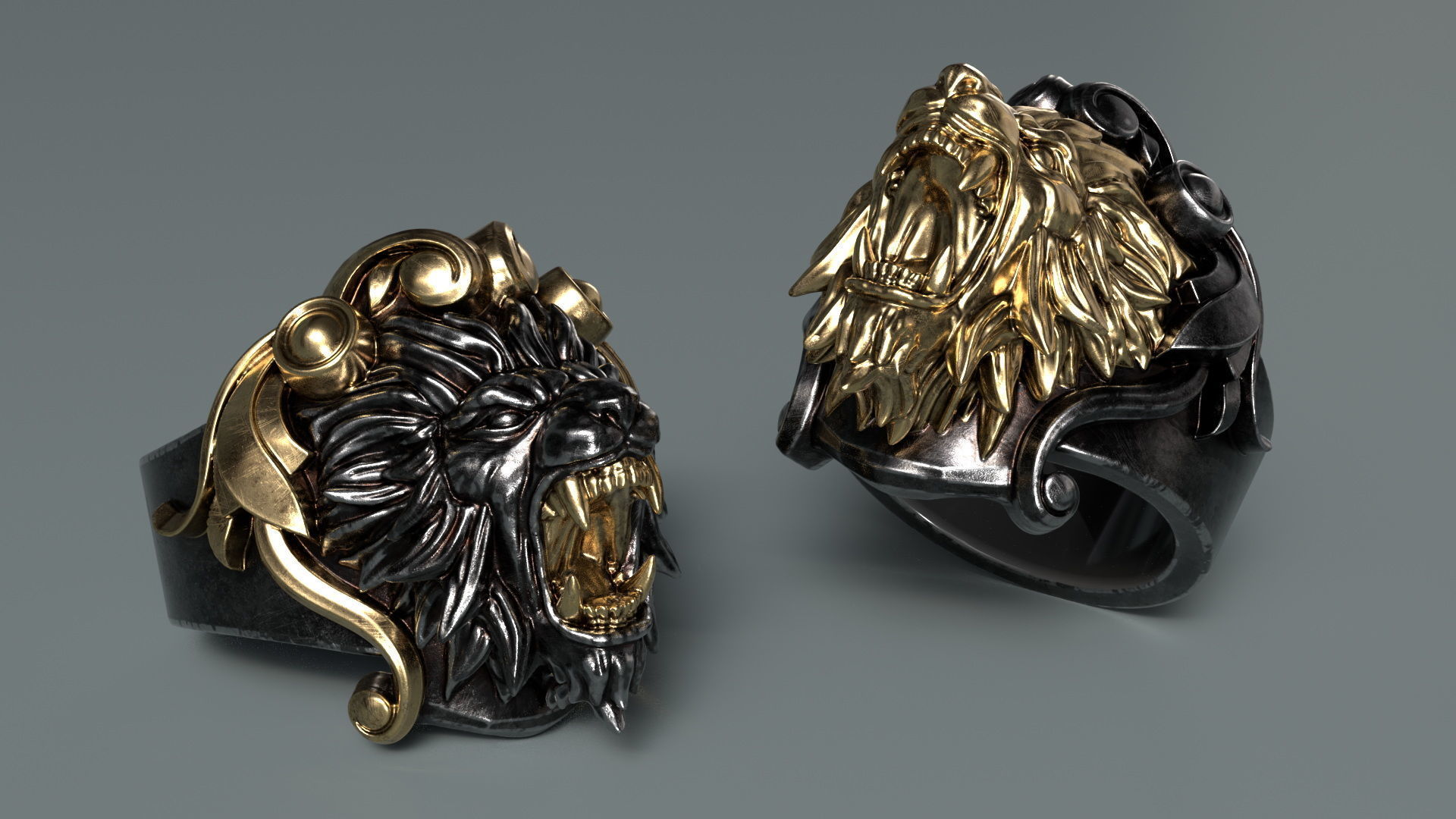 Lion Head Ring 3D print model_19