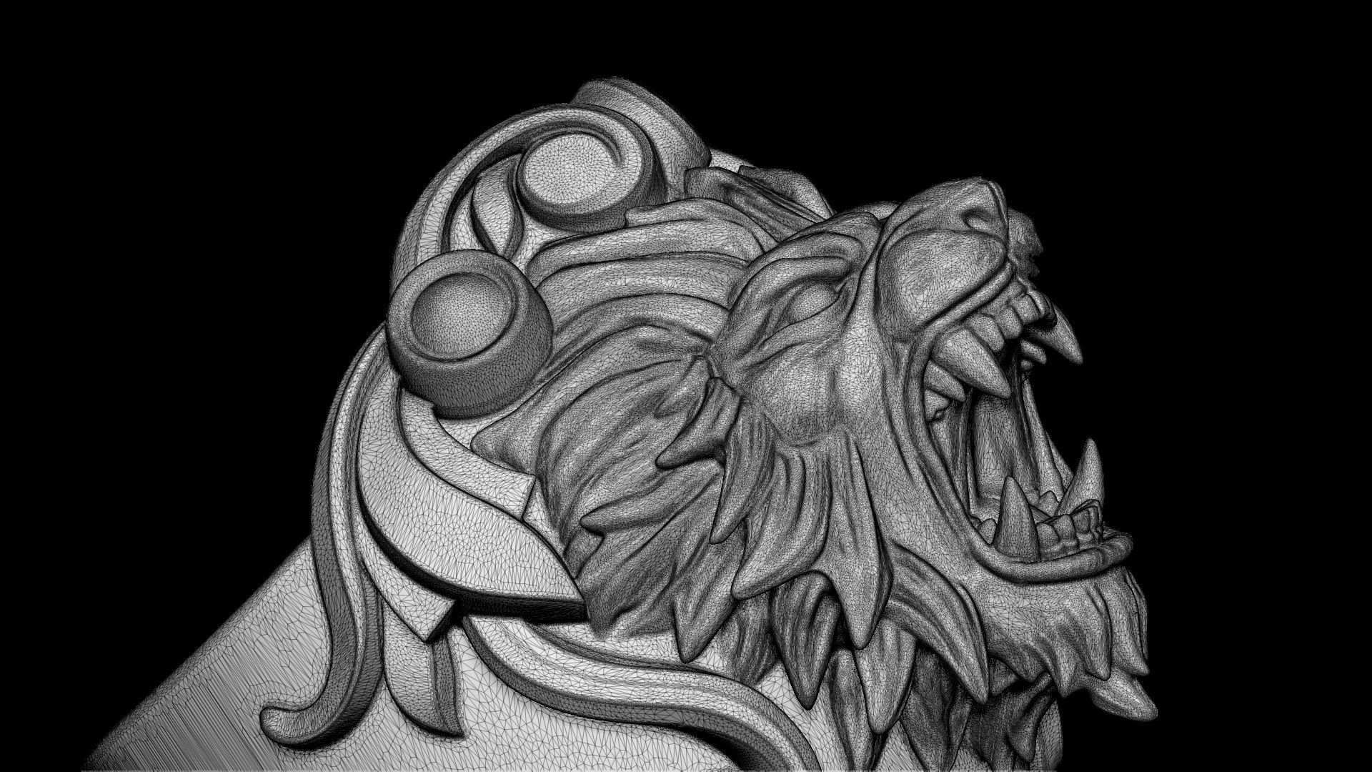 Lion Head Ring 3D print model_9