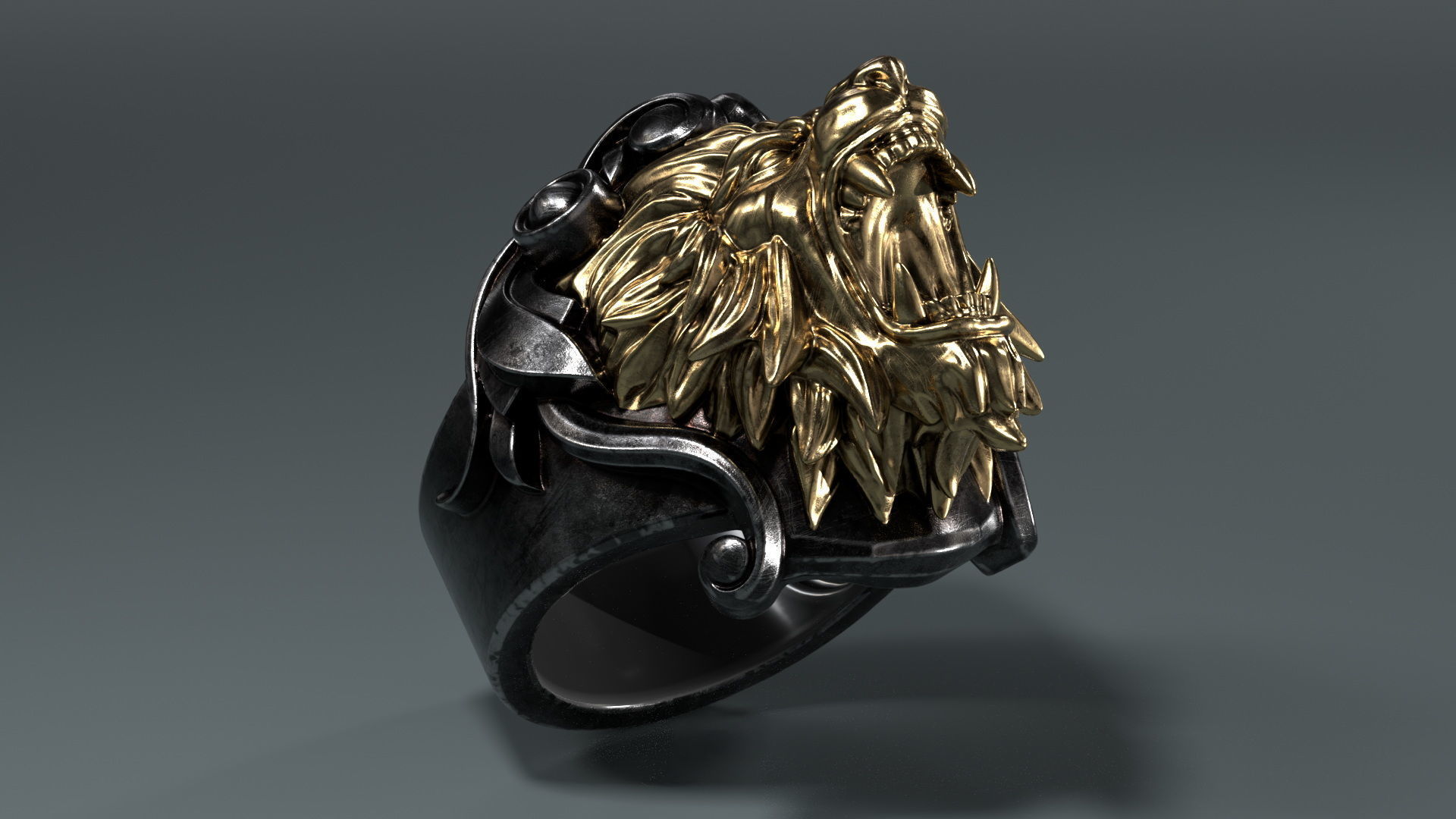 Lion Head Ring 3D print model_2