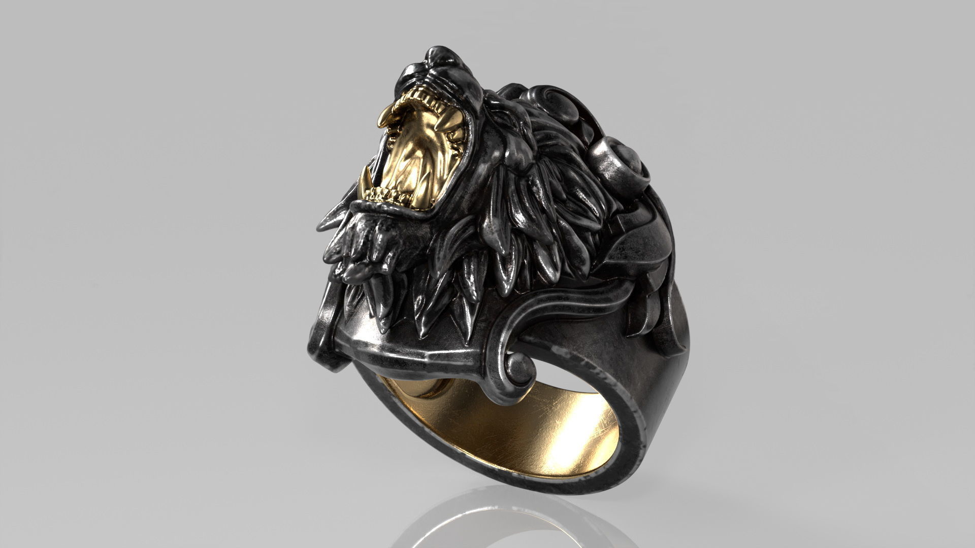 Lion Head Ring 3D print model_13