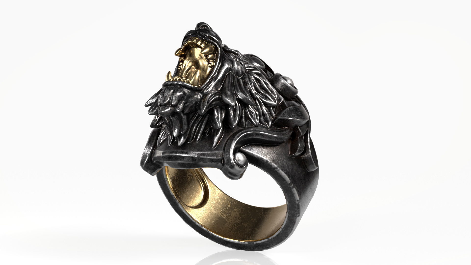 Lion Head Ring 3D print model_3