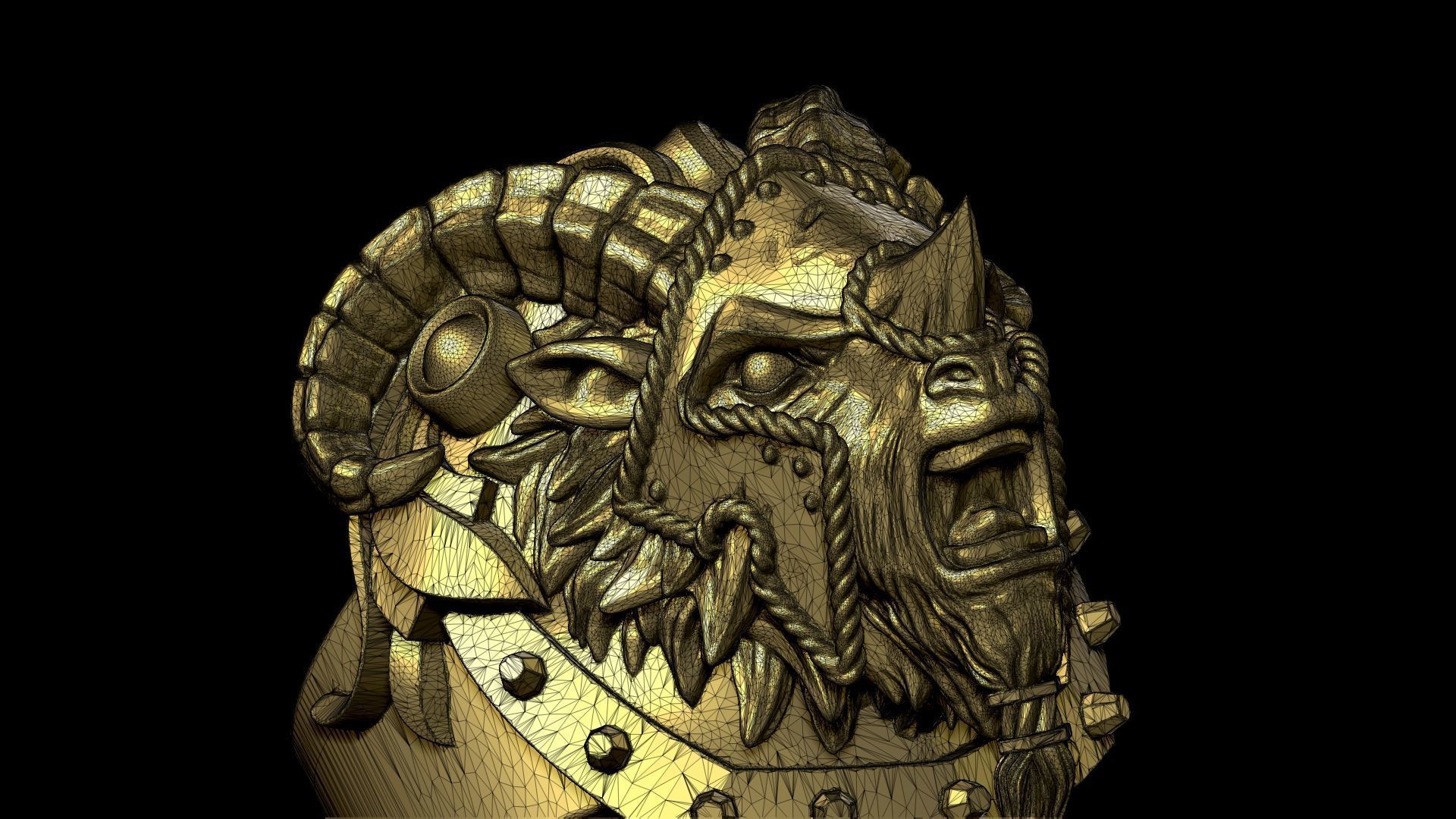 Armored Goat Ring STL 3D print model_11