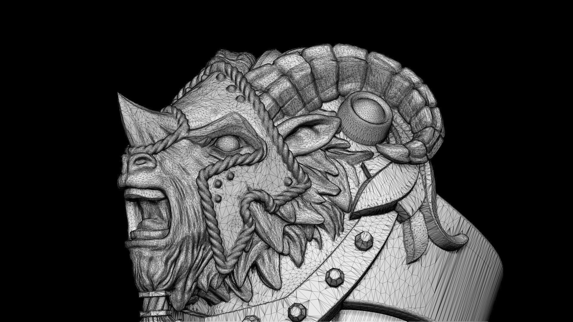 Armored Goat Ring STL 3D print model_12