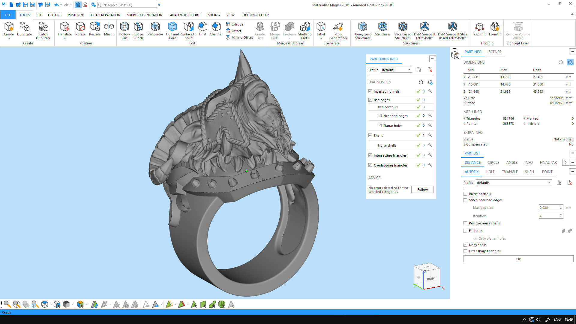 Armored Goat Ring STL 3D print model_8