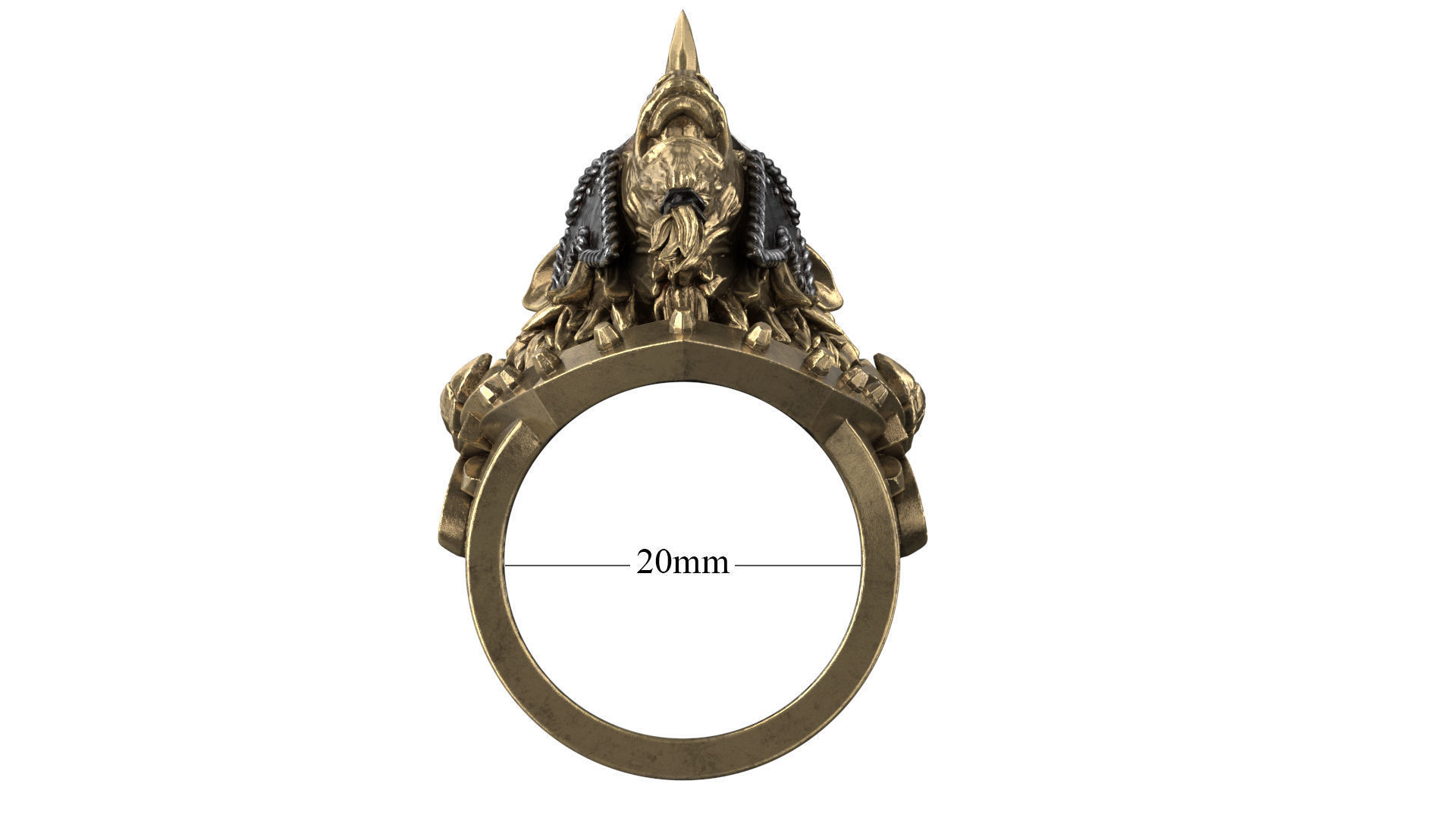 Armored Goat Ring STL 3D print model_6