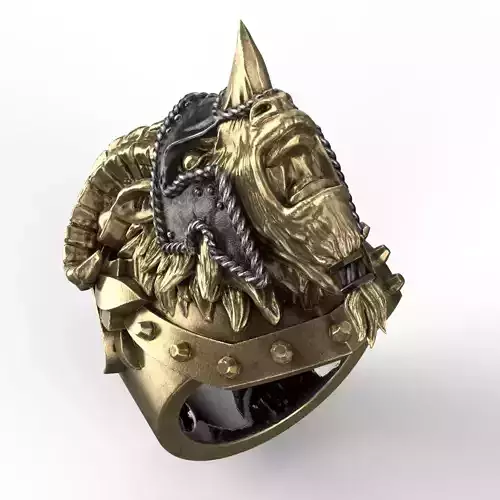 Armored Goat Ring STL 3D print model