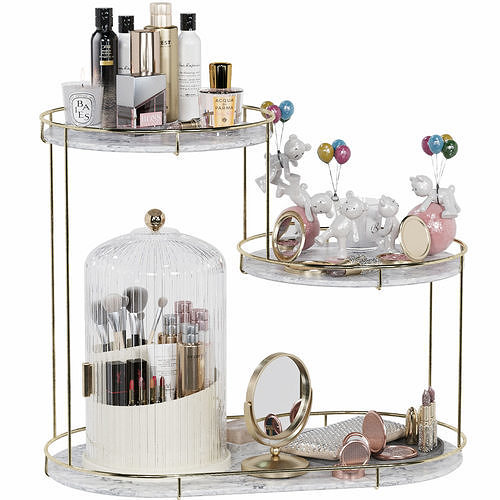 Set of Cosmetic Bags and Cute Decor for Beauty Salon 3D model