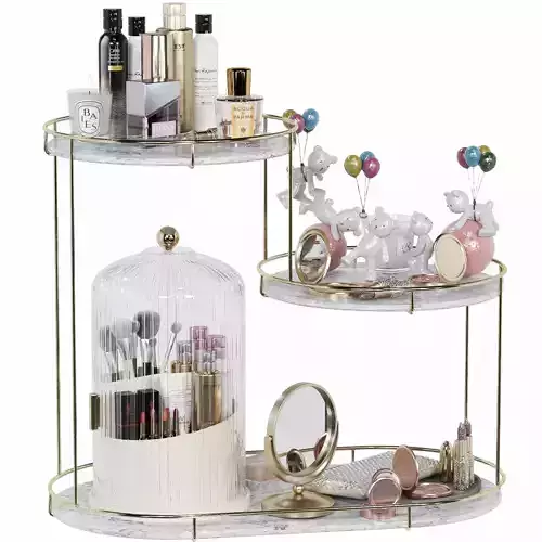 Set of Cosmetic Bags and Cute Decor for Beauty Salon