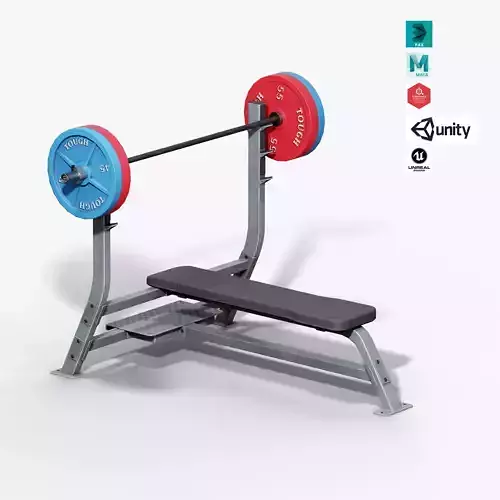 Barbell Flat Bench  Low-poly 3D model