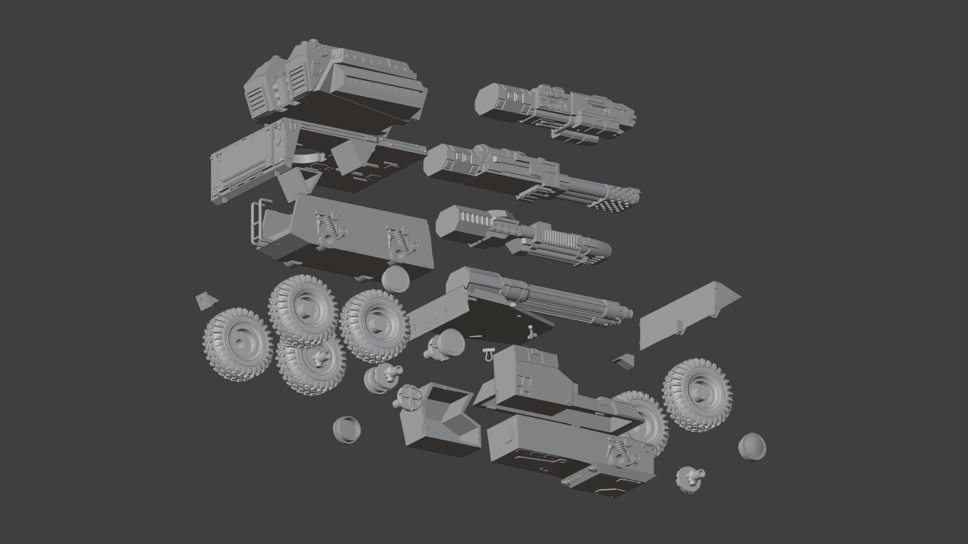tank gun turret 4 variants 3D print model_14