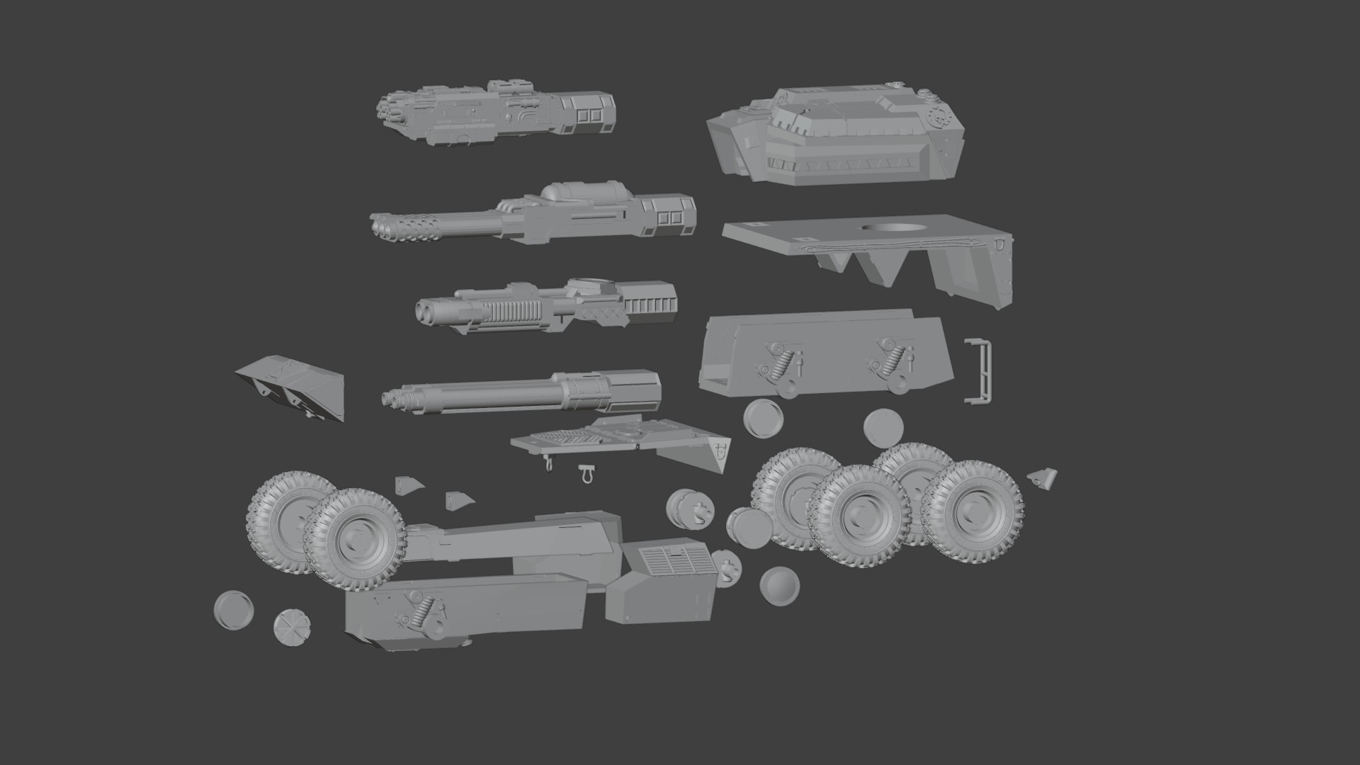 tank gun turret 4 variants 3D print model_13