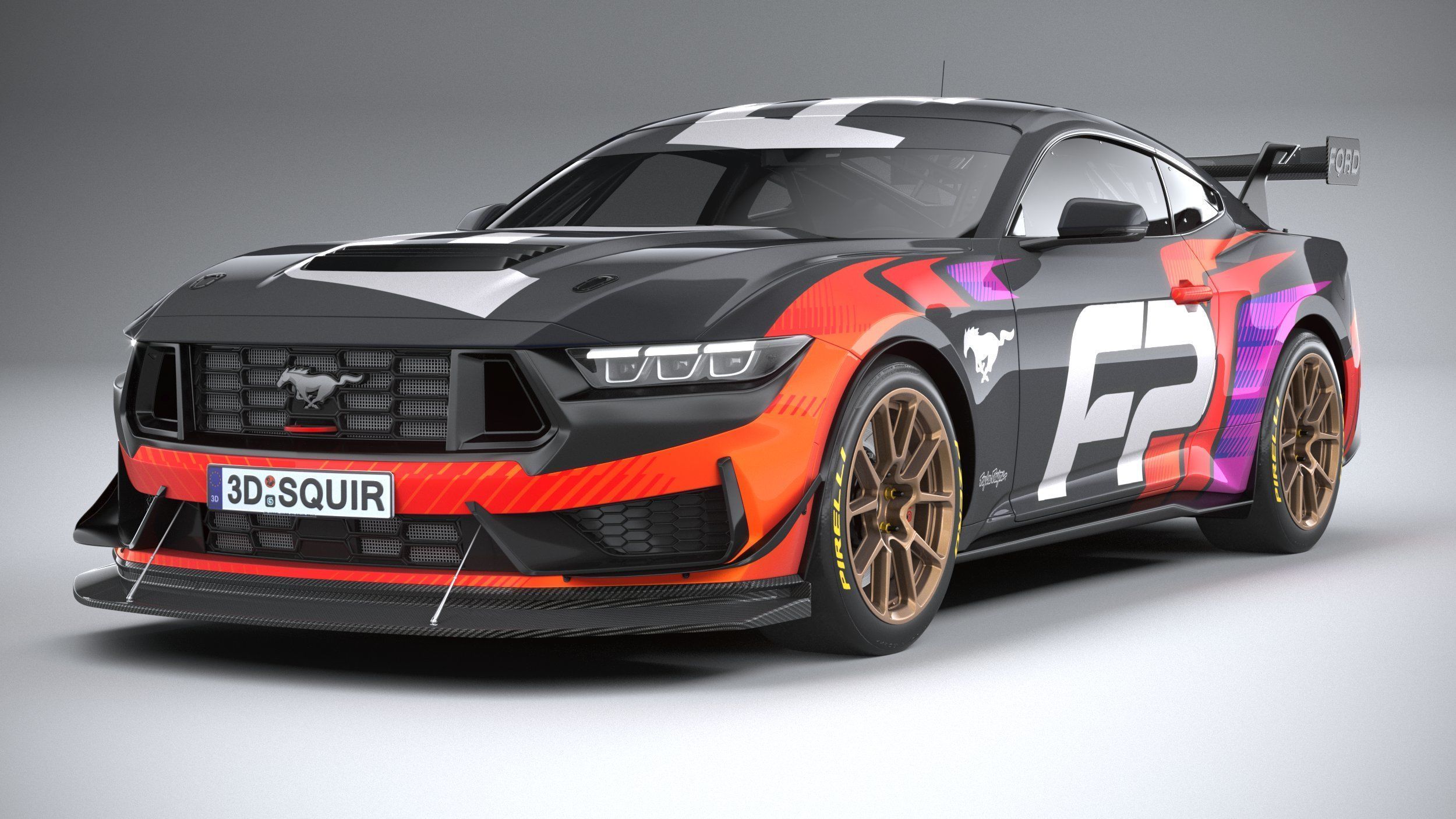 Mustang GT4 Racecar 2024 3D model_2