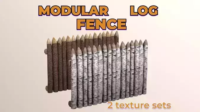 Log Fence birch pine bark wooden fencing