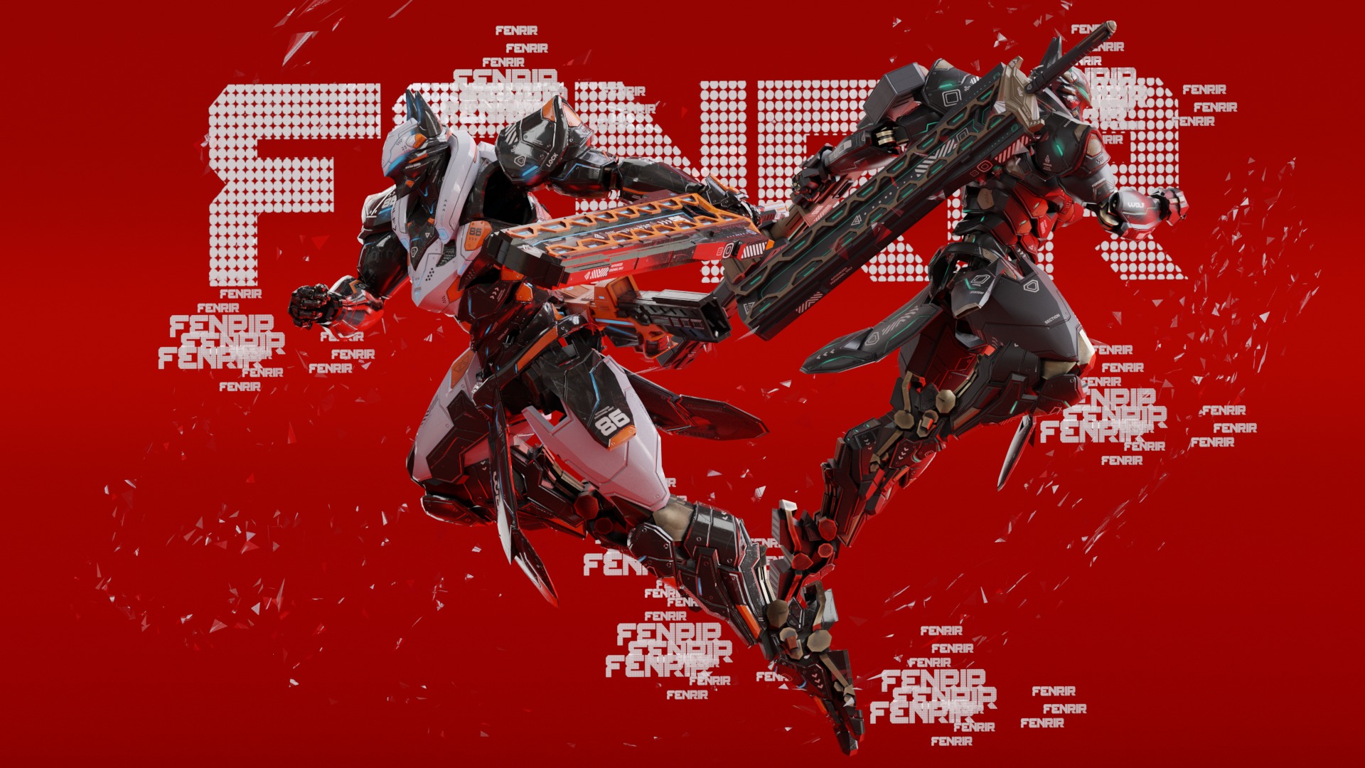 Low Poly - Cybernetic Fenrir Son of Loki Low-poly 3D model_22