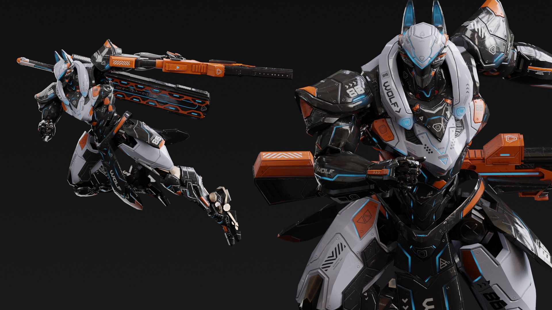 Low Poly - Cybernetic Fenrir Son of Loki Low-poly 3D model_20