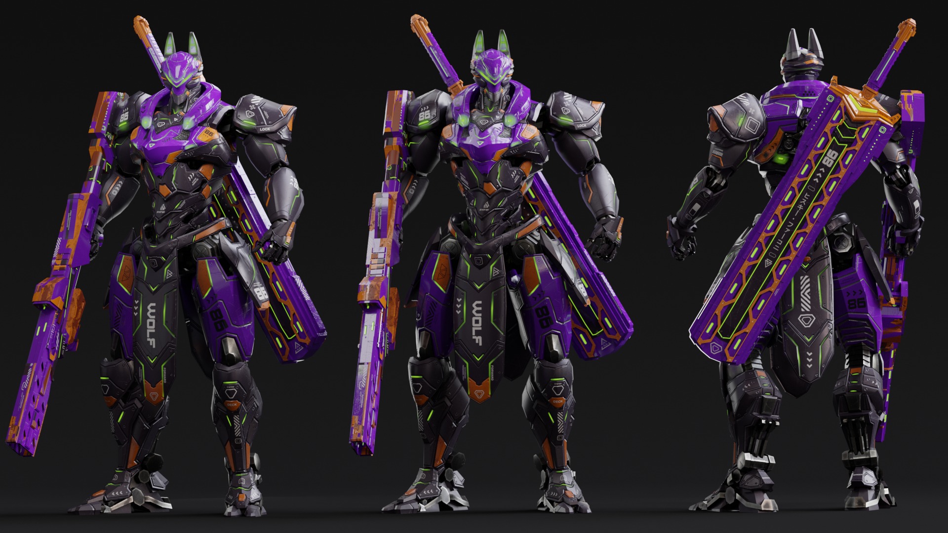 Low Poly - Cybernetic Fenrir Son of Loki Low-poly 3D model_6