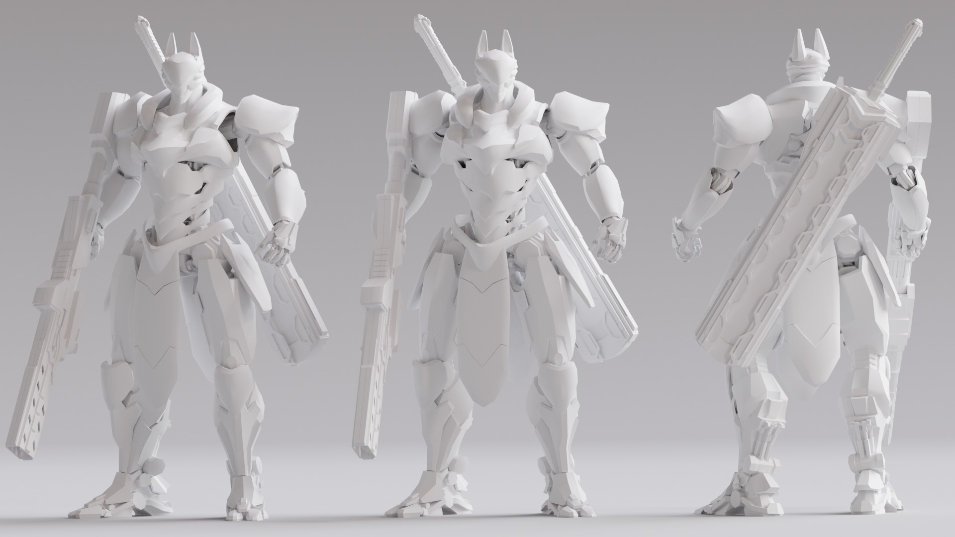 Low Poly - Cybernetic Fenrir Son of Loki Low-poly 3D model_7