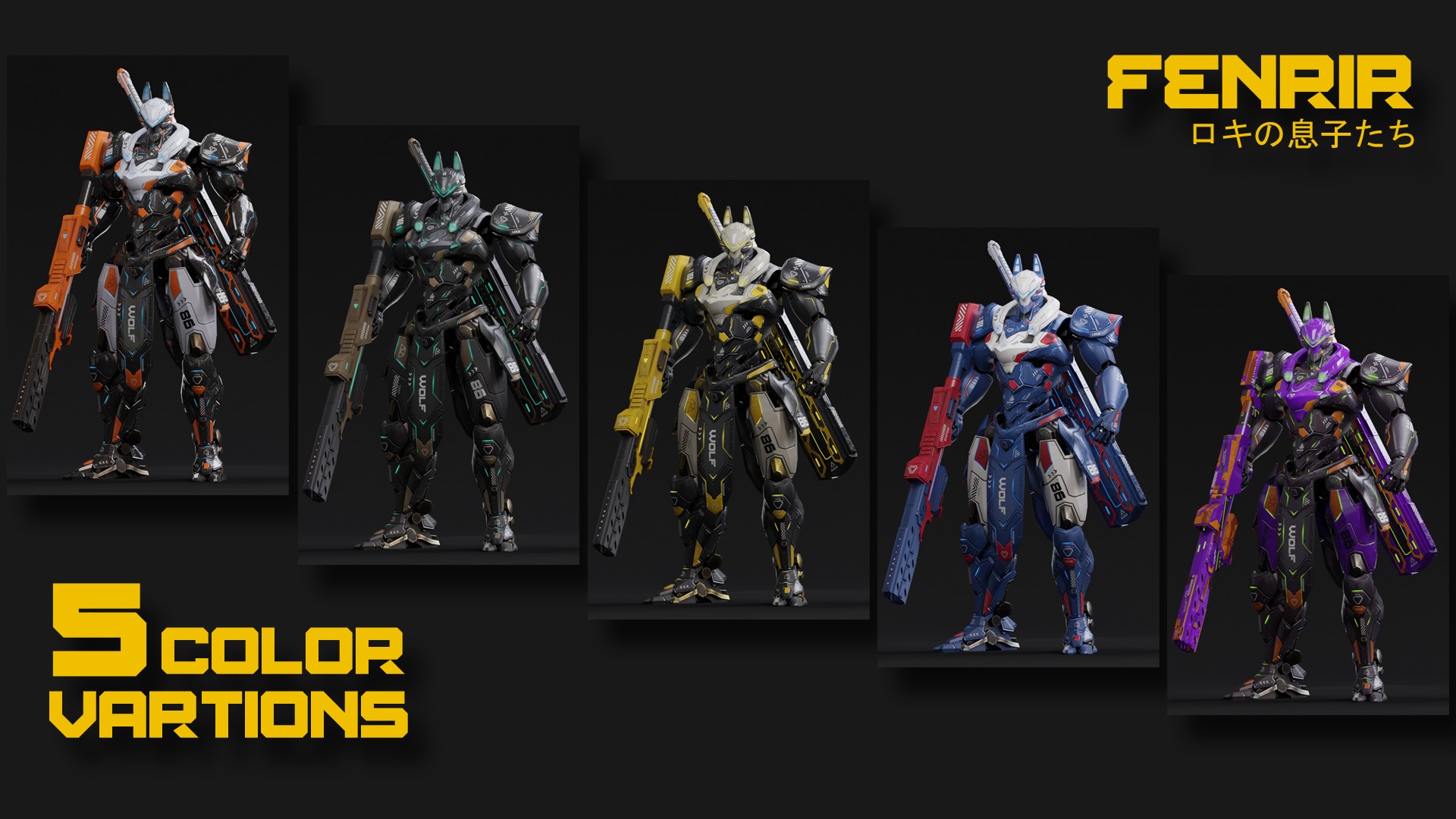 Low Poly - Cybernetic Fenrir Son of Loki Low-poly 3D model_1