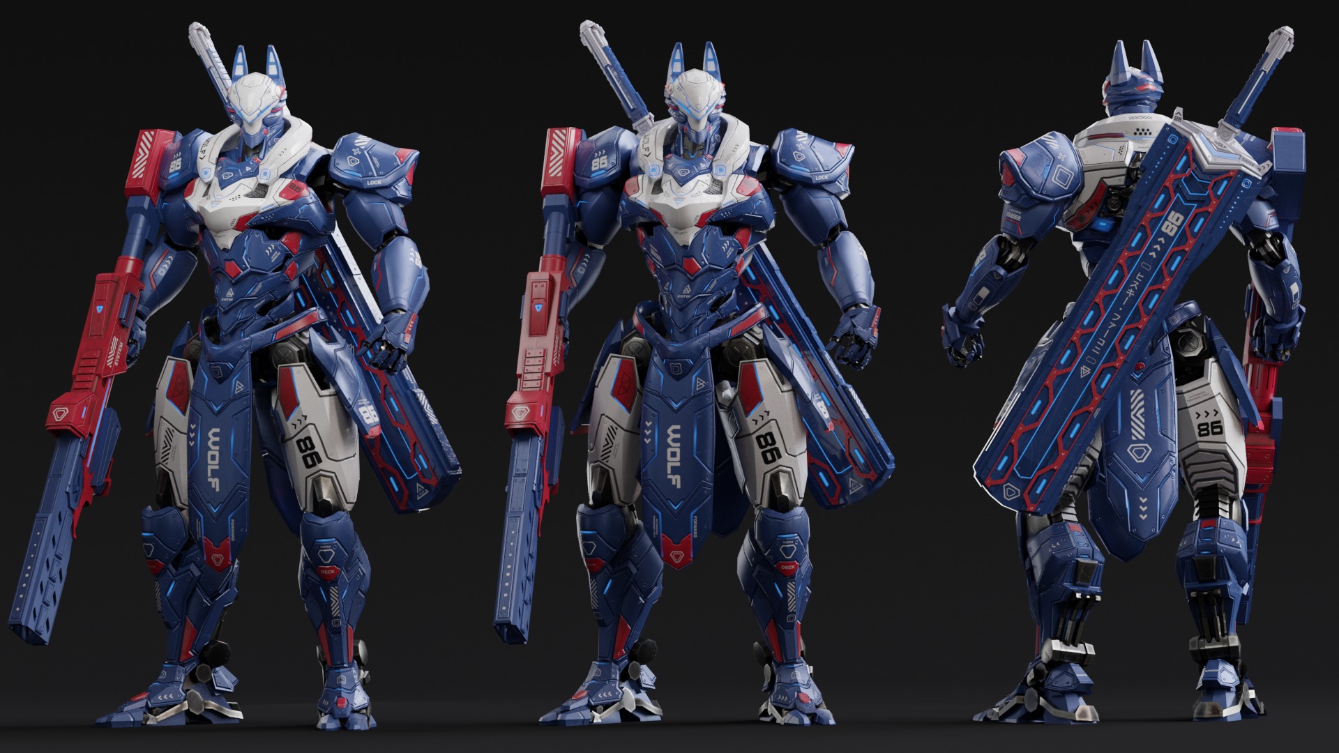 Low Poly - Cybernetic Fenrir Son of Loki Low-poly 3D model_5