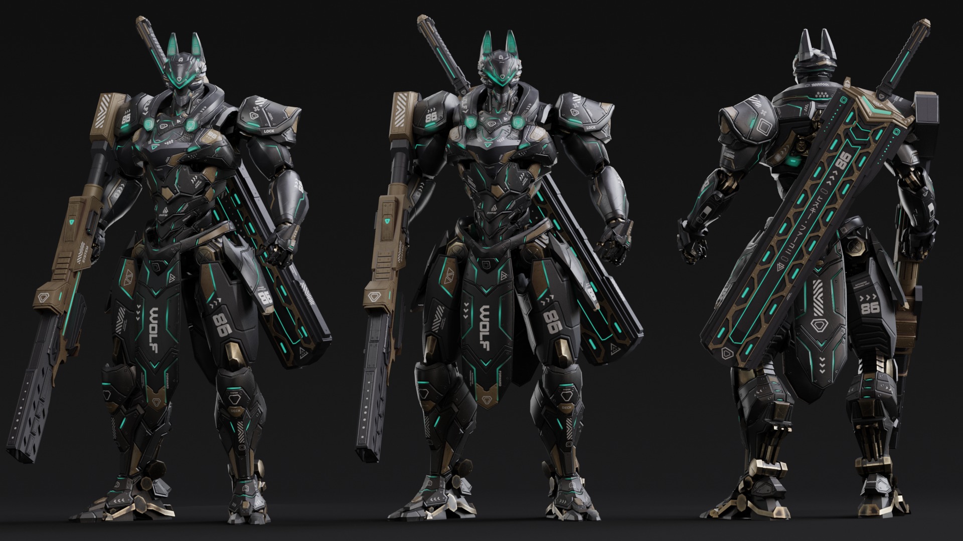 Low Poly - Cybernetic Fenrir Son of Loki Low-poly 3D model_3