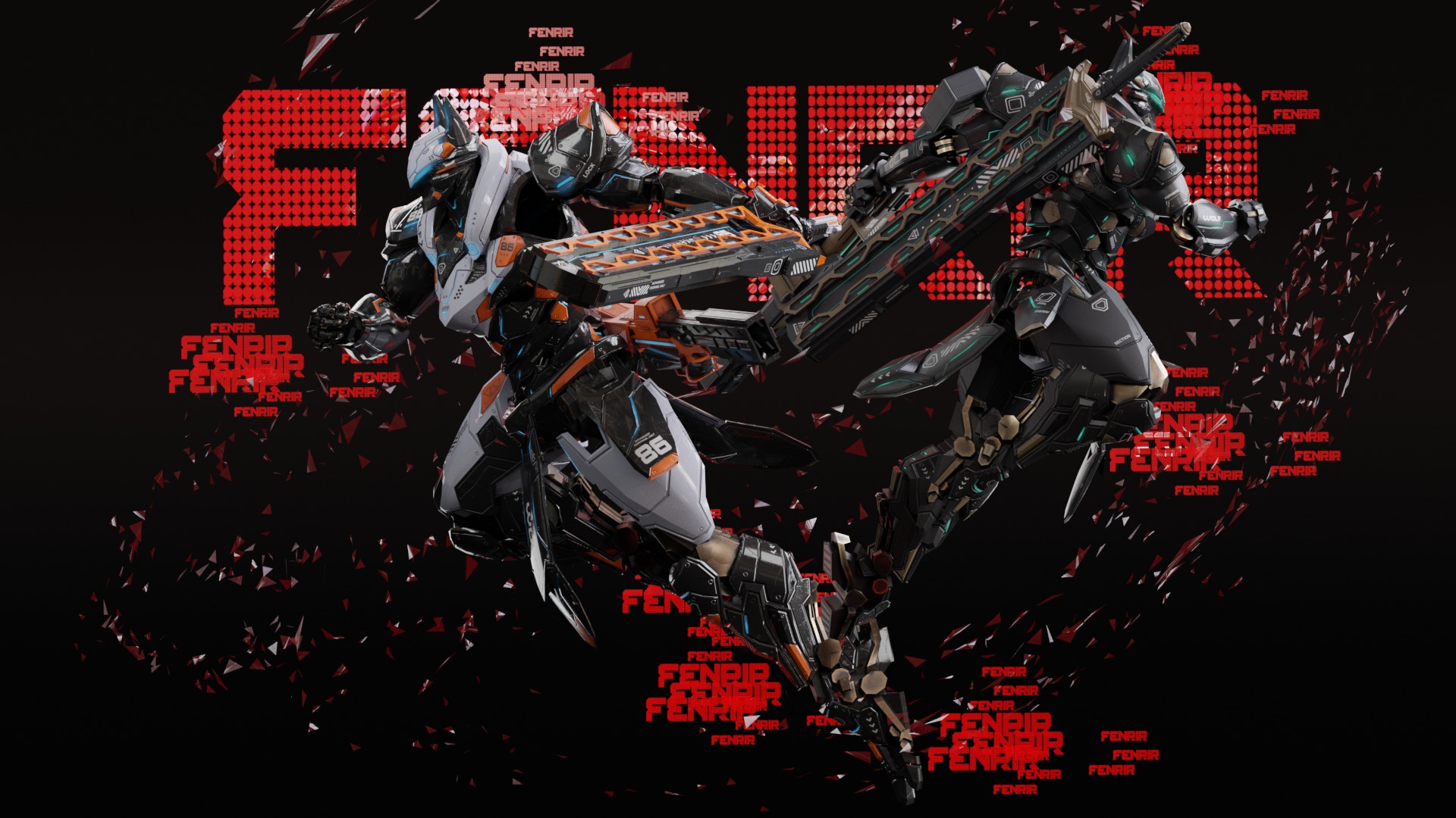 Low Poly - Cybernetic Fenrir Son of Loki Low-poly 3D model_21