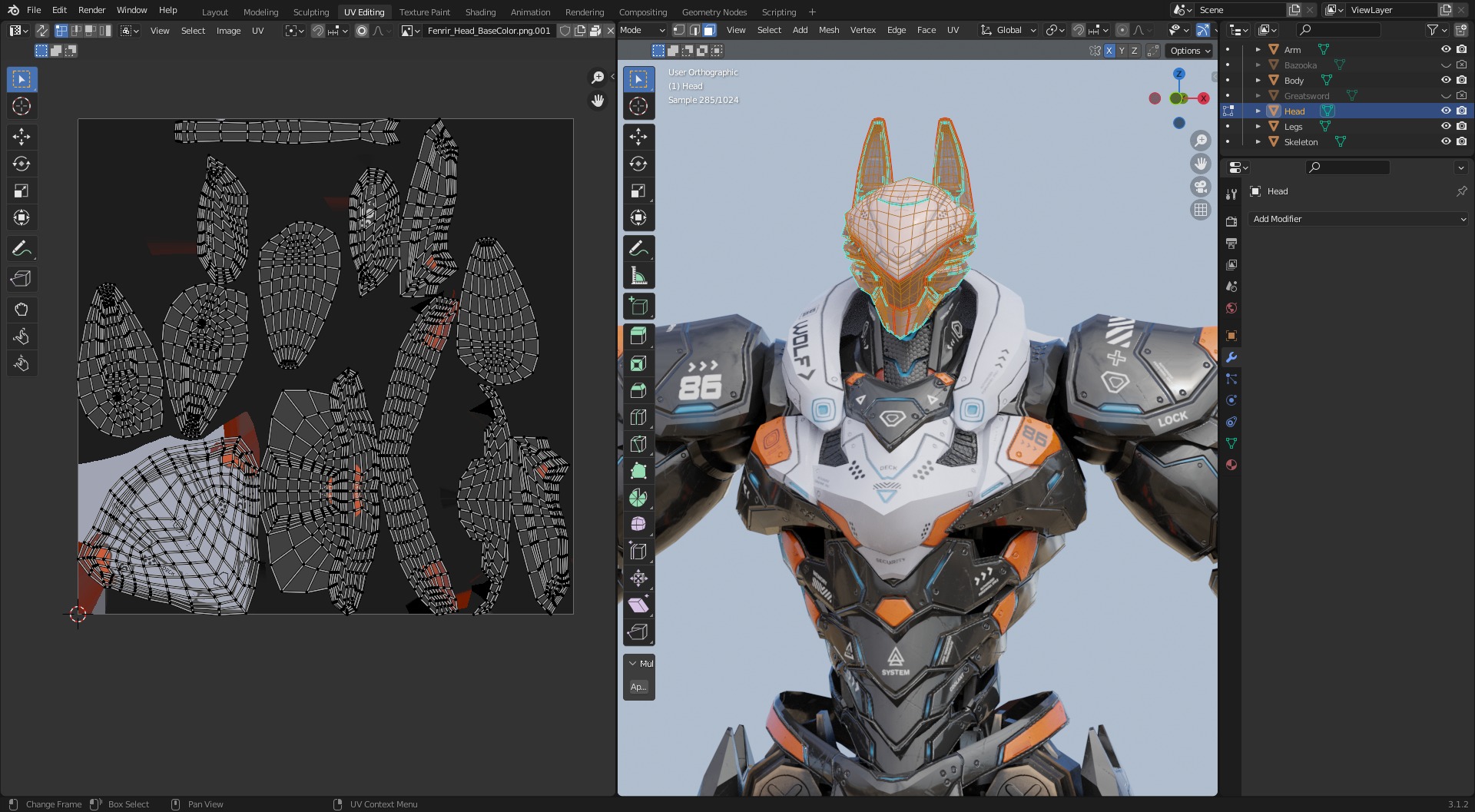 Low Poly - Cybernetic Fenrir Son of Loki Low-poly 3D model_14