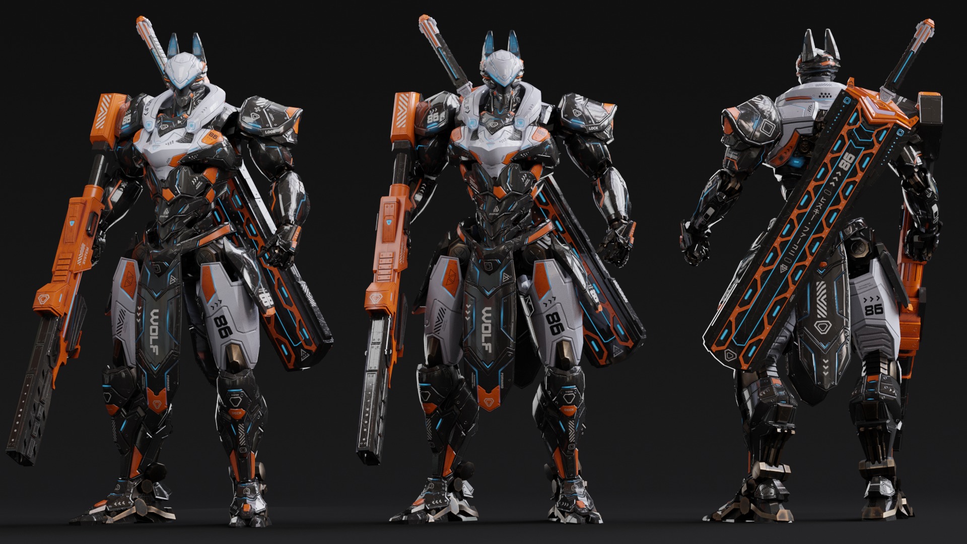 Low Poly - Cybernetic Fenrir Son of Loki Low-poly 3D model_2