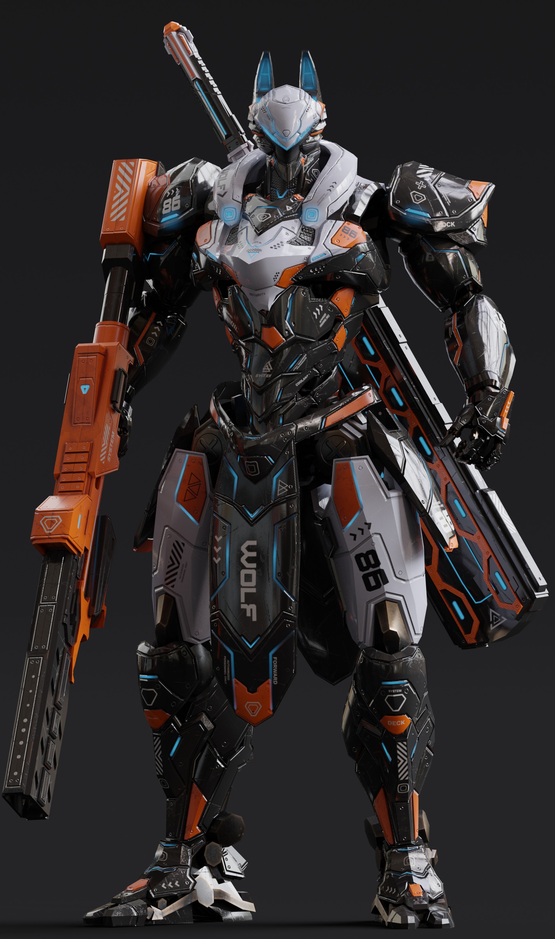 Low Poly - Cybernetic Fenrir Son of Loki Low-poly 3D model_18