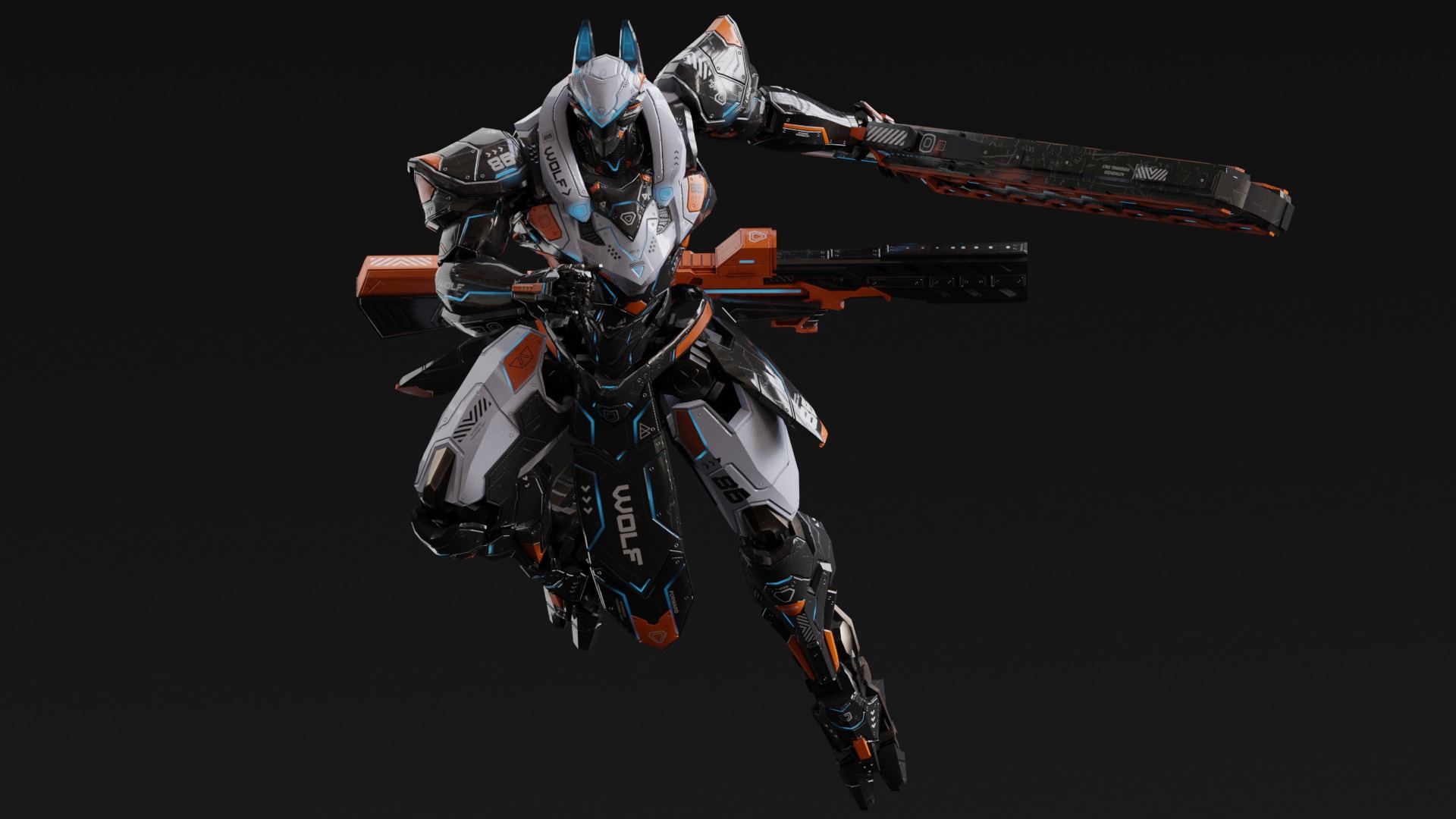 Low Poly - Cybernetic Fenrir Son of Loki Low-poly 3D model_19
