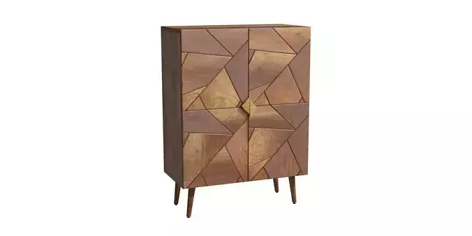 Dark Zaria Wood Cabinet Low-poly 3D model