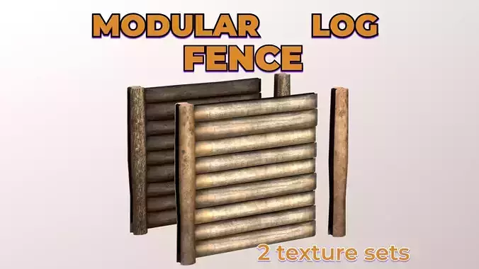 Modular Log Fence wooden dirty old fencing