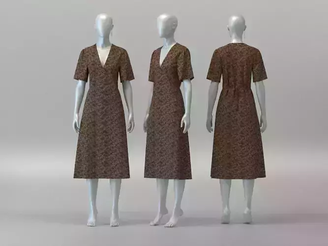 Floral Midi Dress 3D model