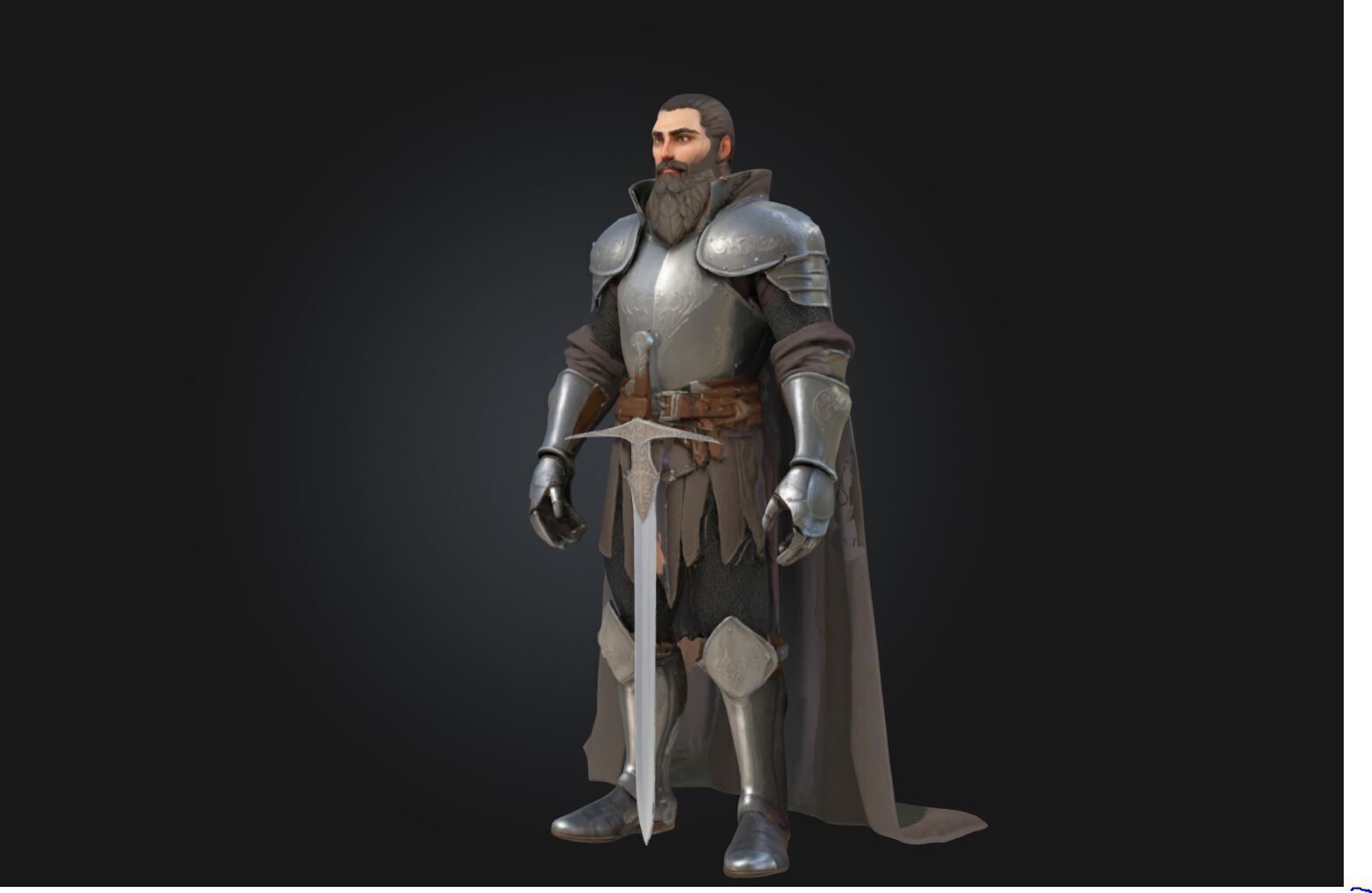 Stylized Medieval Warrior 3D Character 3D model_4