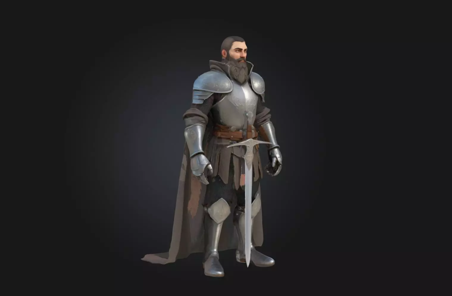 Stylized Medieval Warrior 3D Character 3D model_0