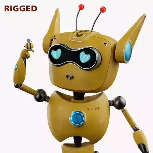 3D Robotic Character ROBO CAT WITH RIG Low-poly 3D model