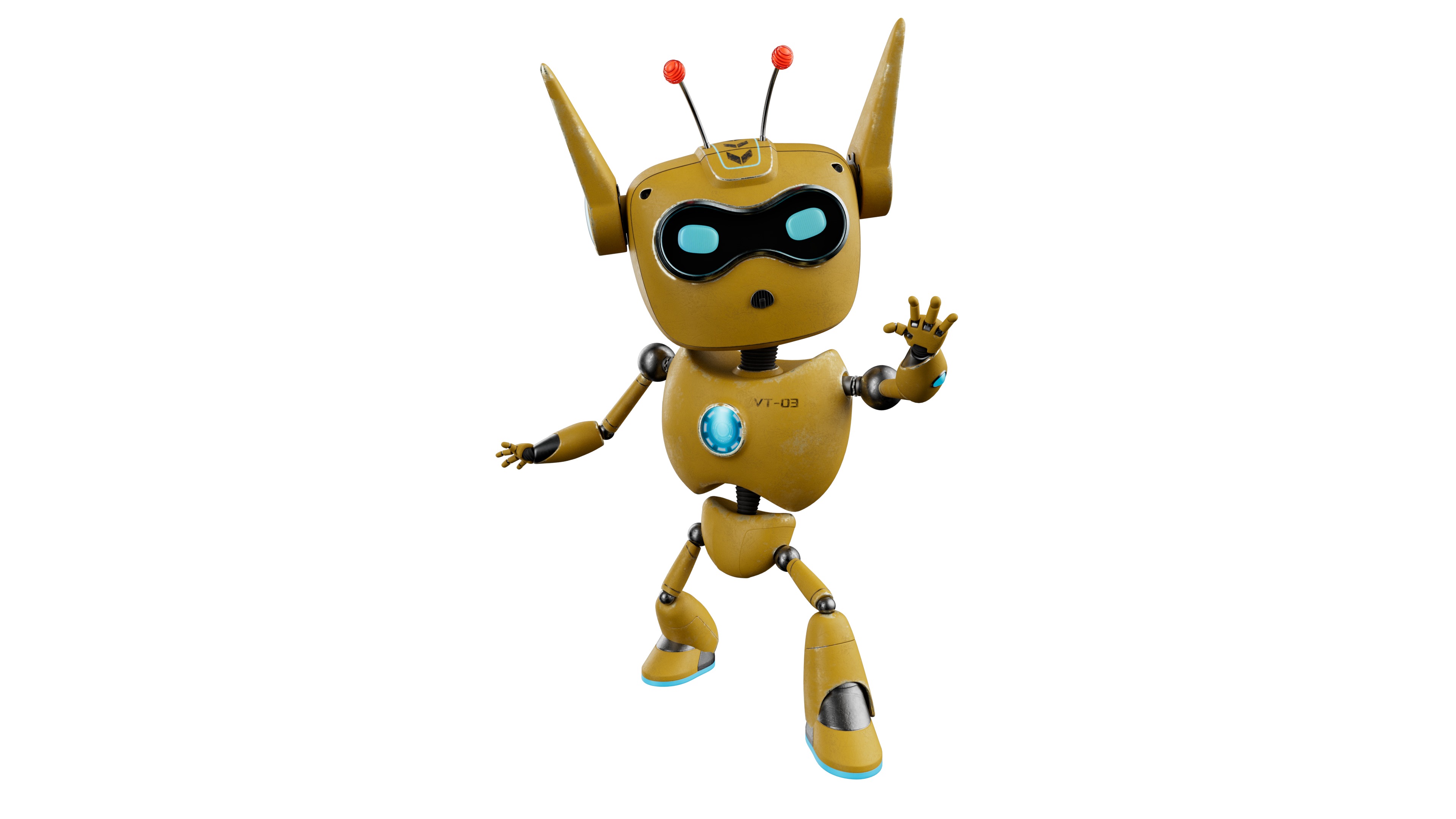 3D Robotic Character ROBO CAT WITH RIG Low-poly 3D model_7