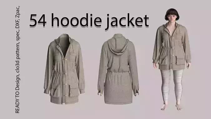54 hoodie jacket 3D print model