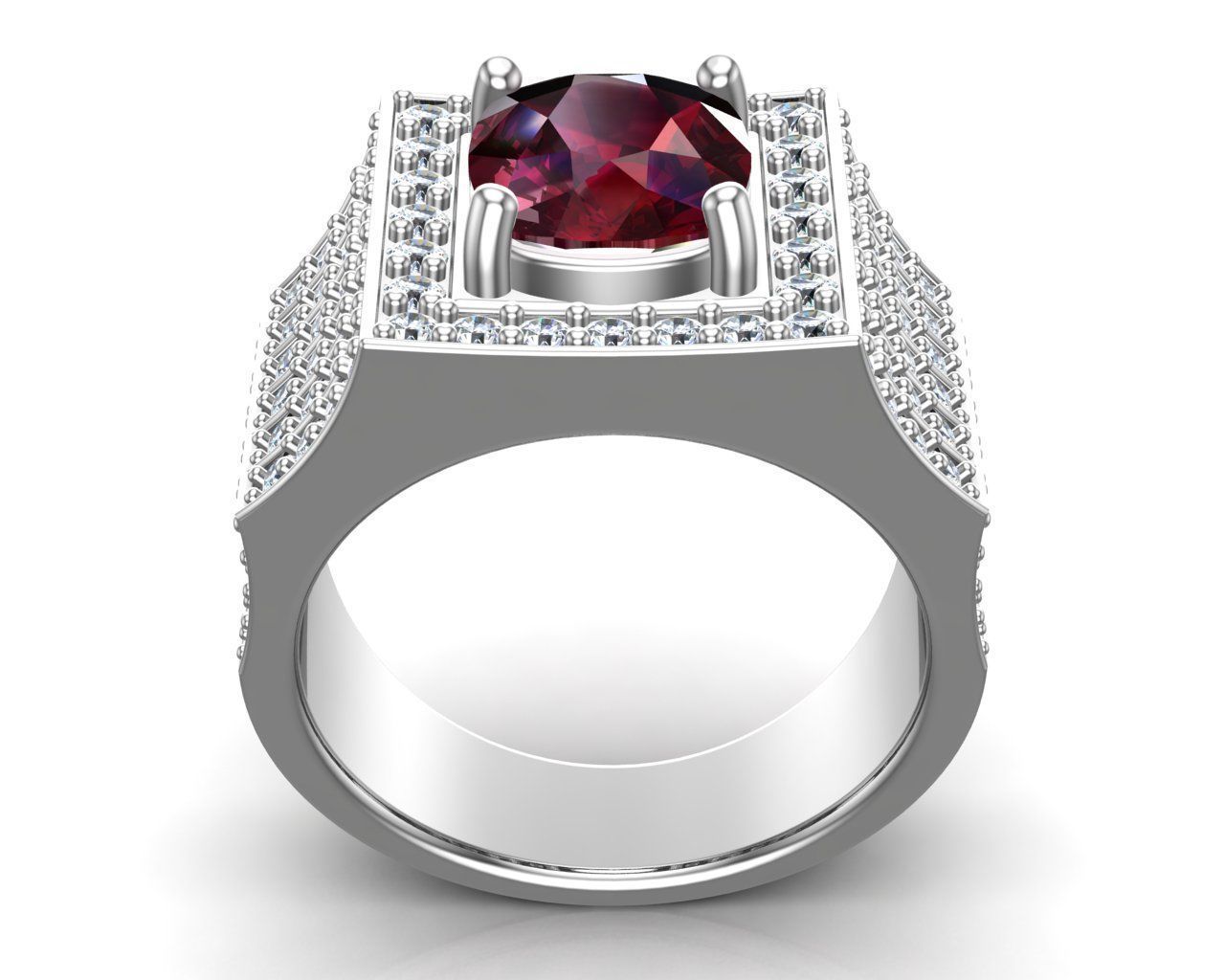 Silver Men Ring 3D print model_9