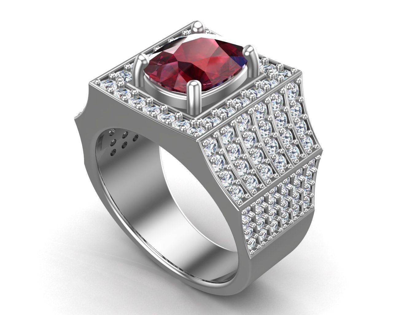 Silver Men Ring 3D print model_5