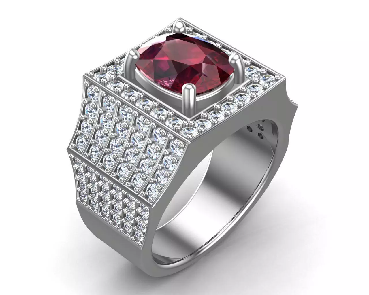 Silver Men Ring 3D print model_0