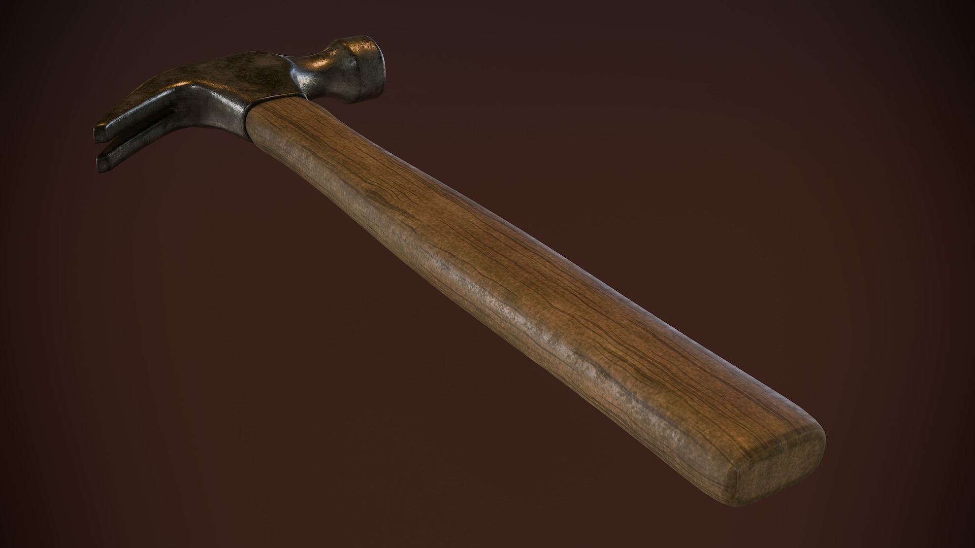 Old Claw Hammer Low-poly 3D model_3