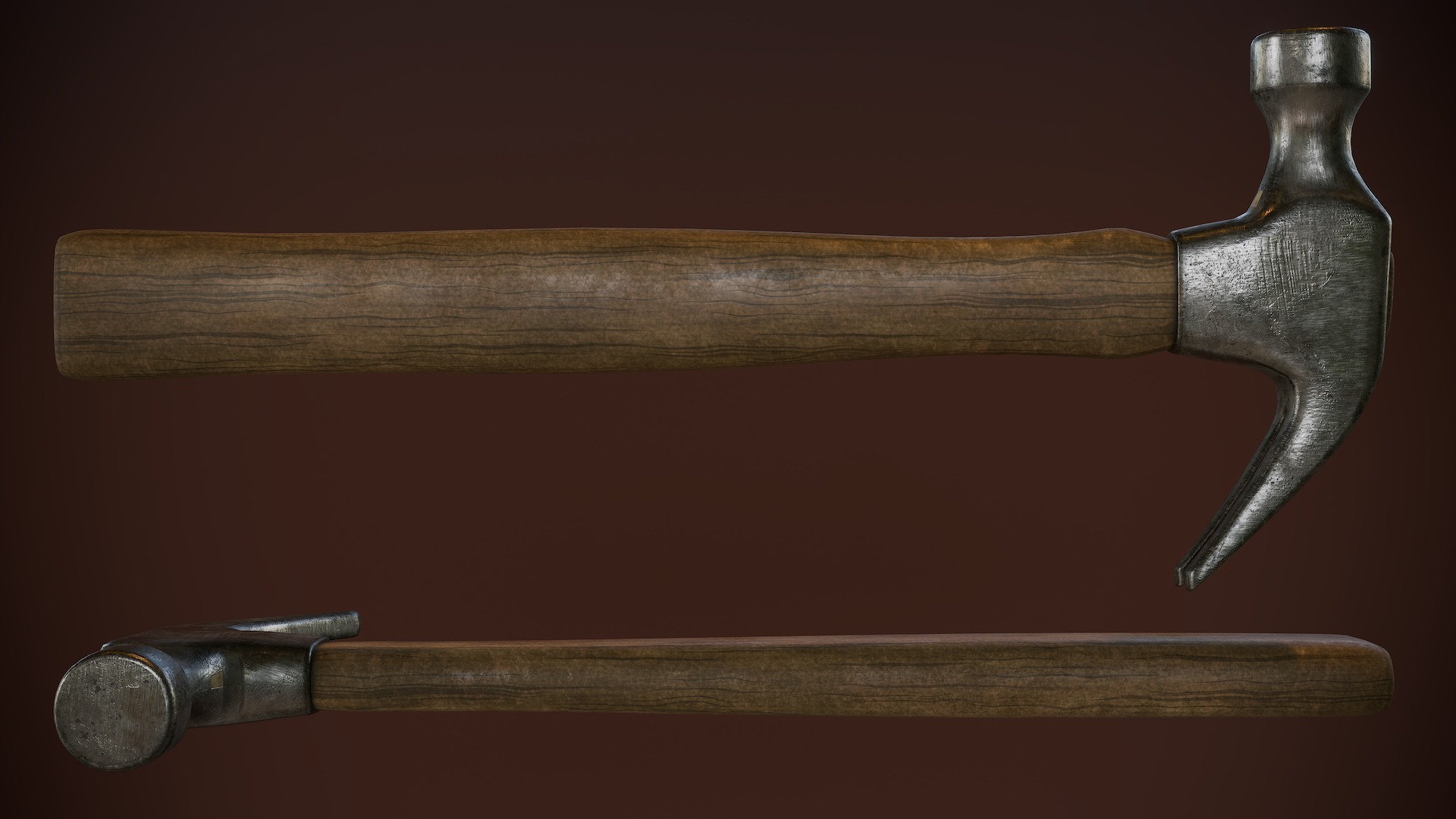 Old Claw Hammer Low-poly 3D model_5