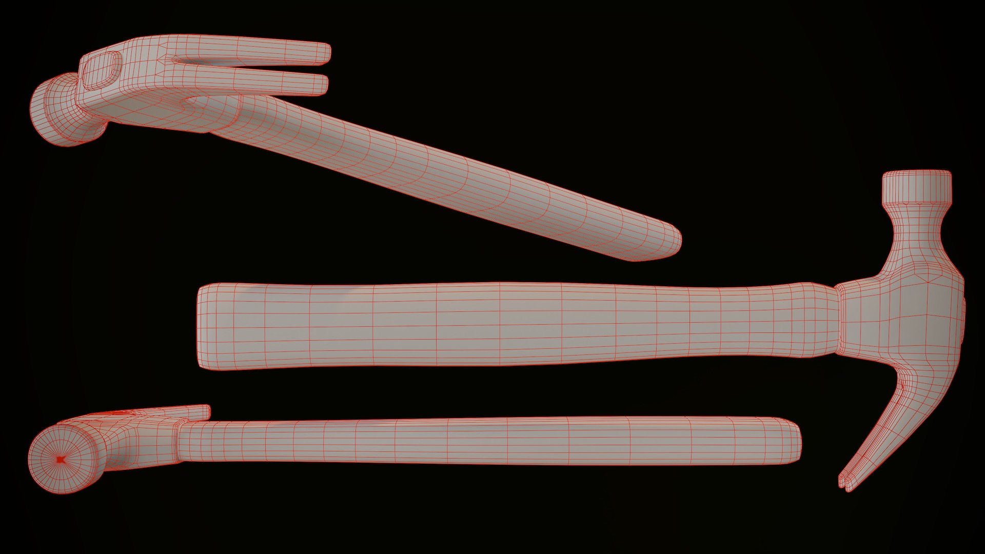 Old Claw Hammer Low-poly 3D model_6