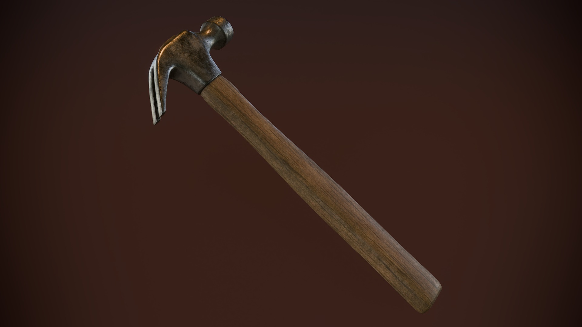 Old Claw Hammer Low-poly 3D model_2