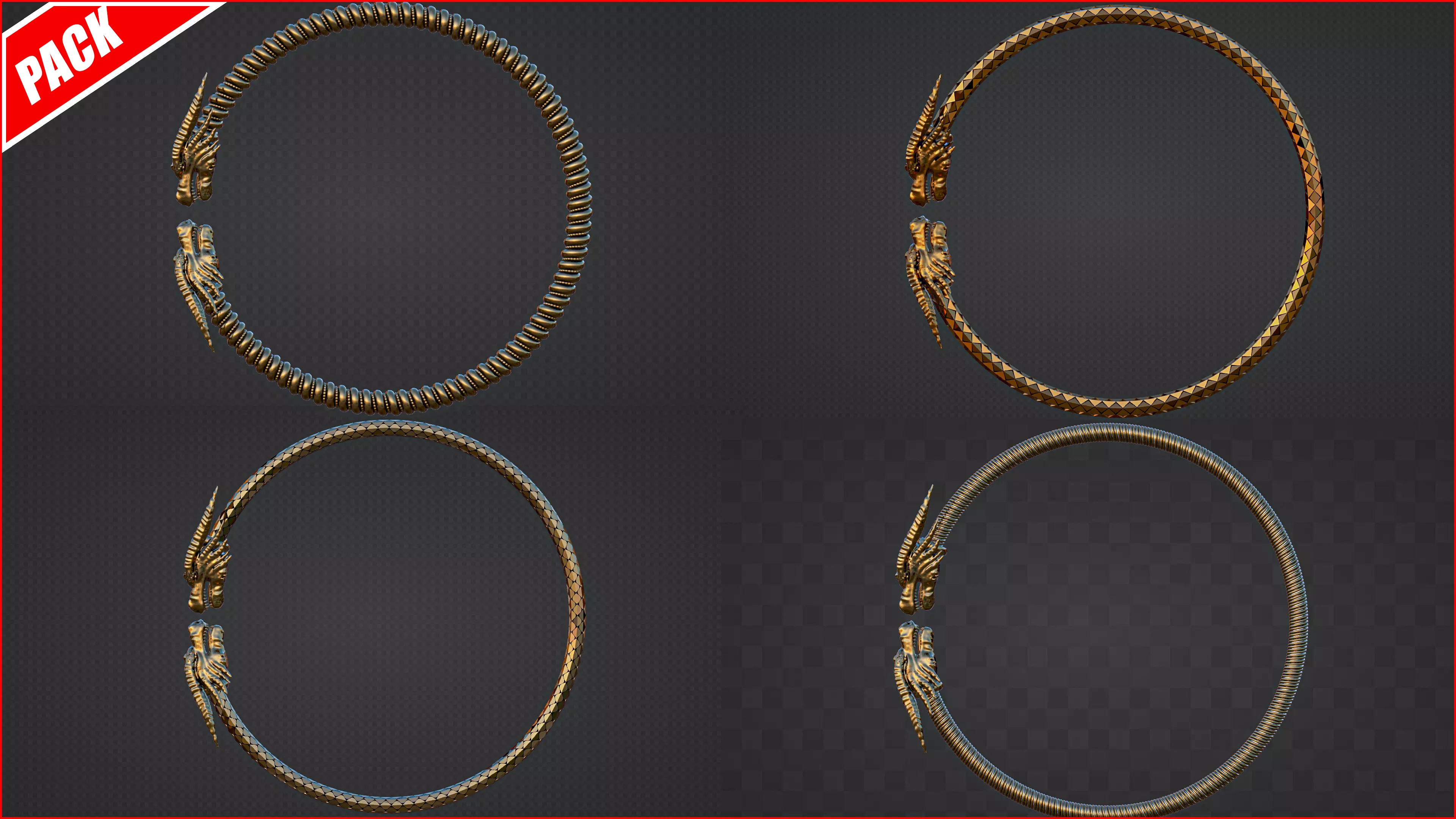 PACK BRACELETS DRAGON 3D print model_0