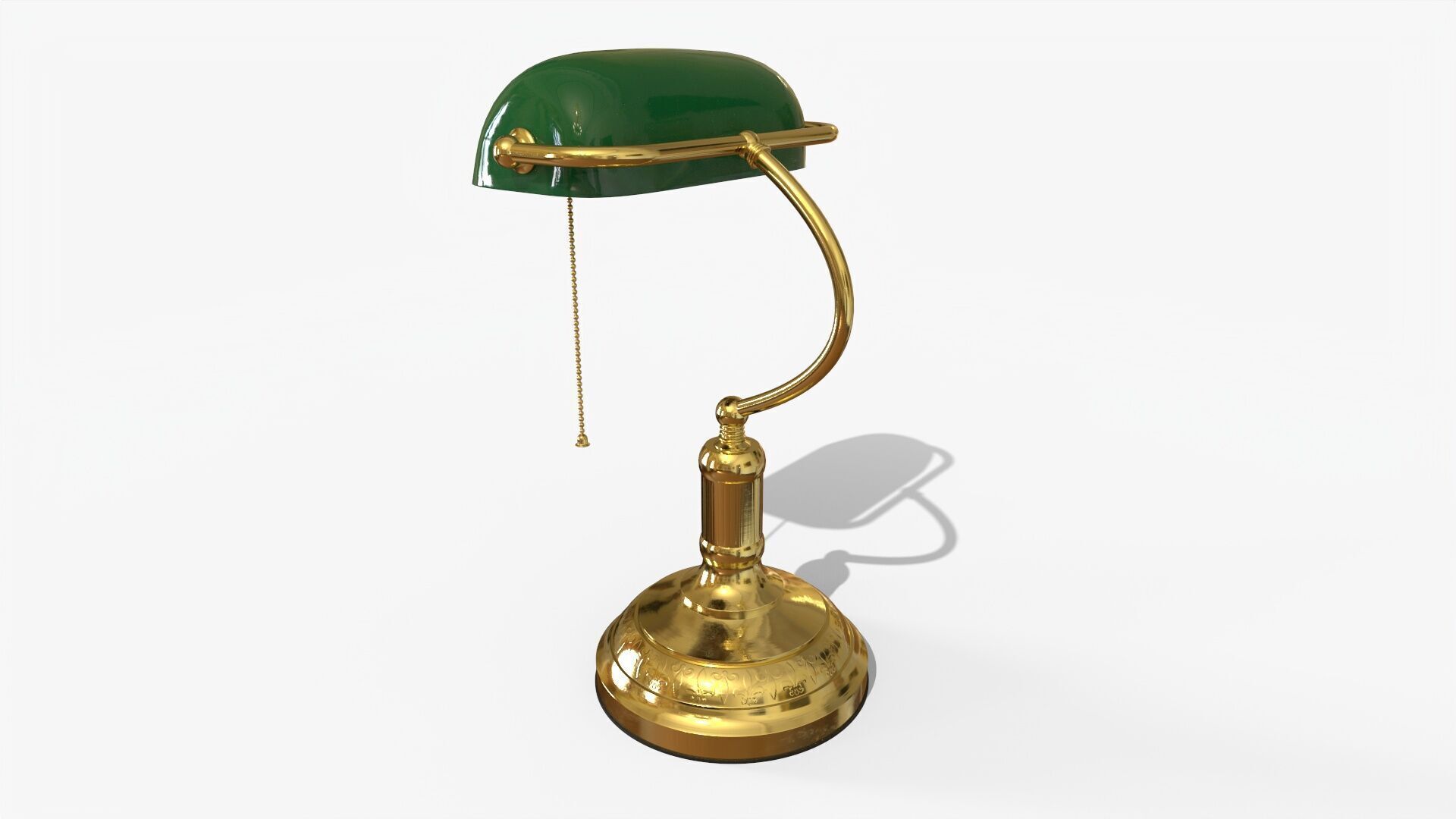 Bankers Lamp Game Ready Asset Low-poly 3D model_3