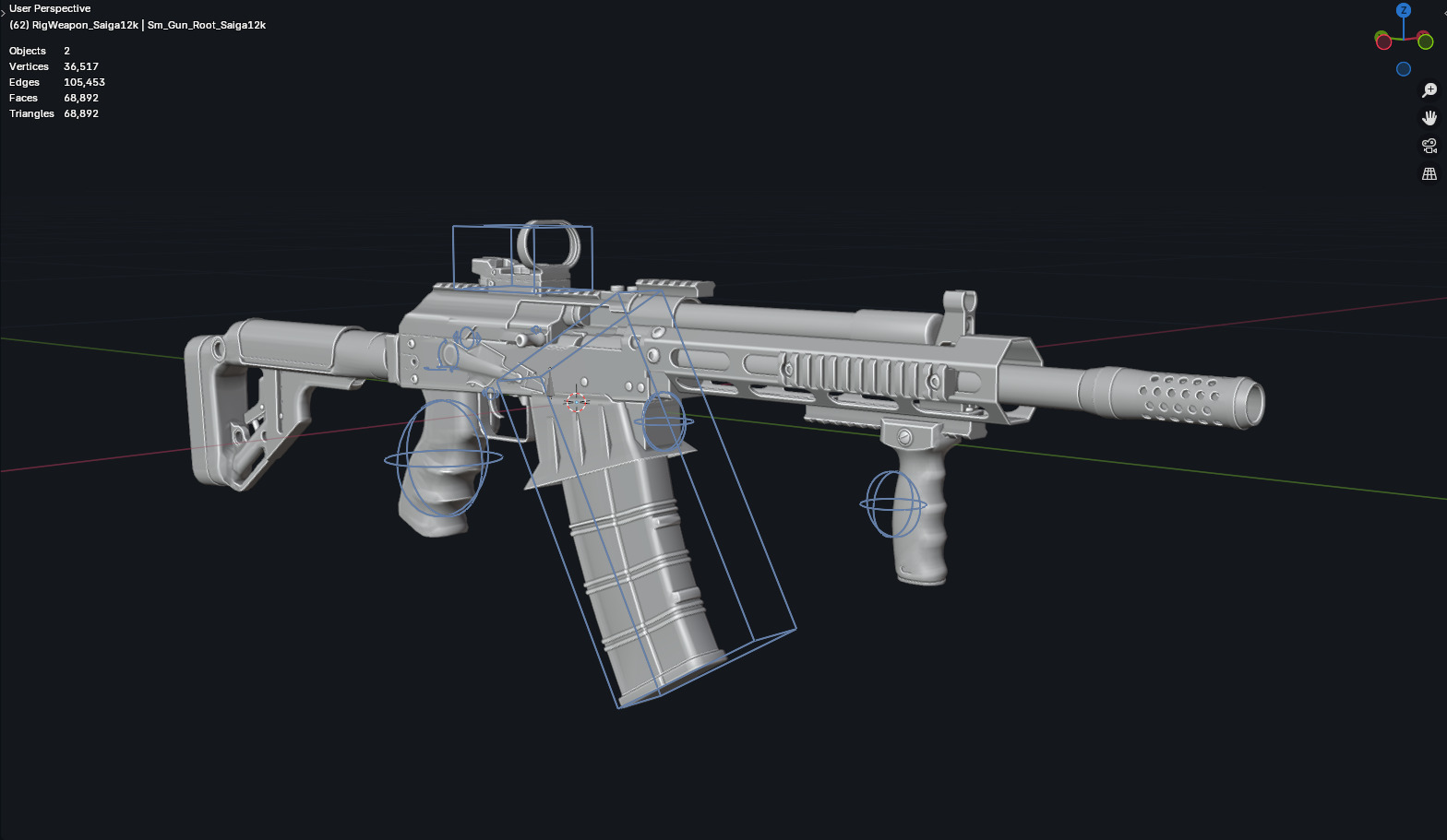 Saiga 12k custom Low-poly 3D model_11